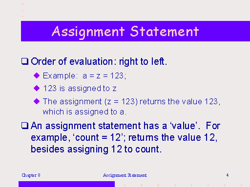 example of assignment statement